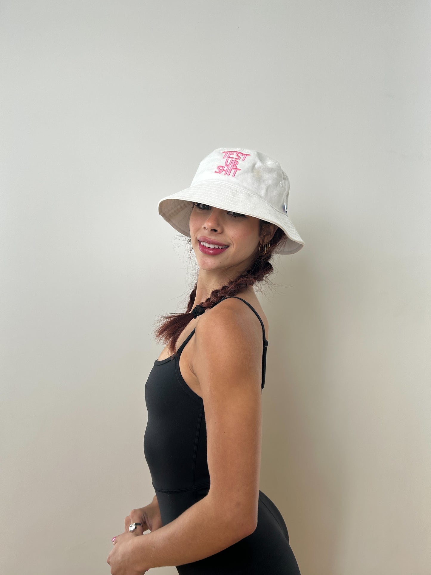 TEST UR SHIT bucket hat (white)